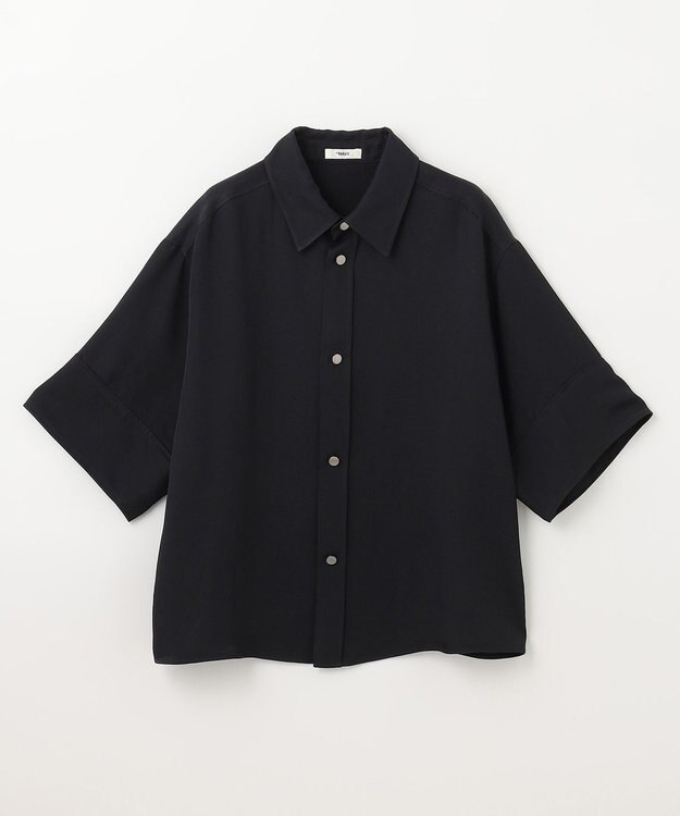 NAVE 【ReNAVE　洗える】アセテートギャバシャツ ブラック