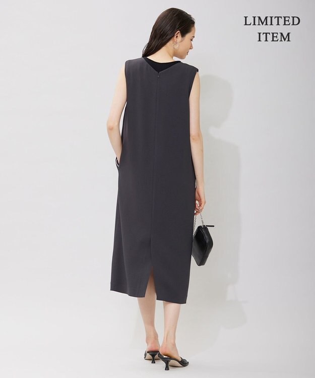 ICB 【WEB限定・洗える】BackSatinGeorgette ジャンパースカートワンピース グレー系