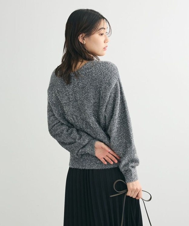 Green Parks シャギーギラギララメカーディガン Dark Gray