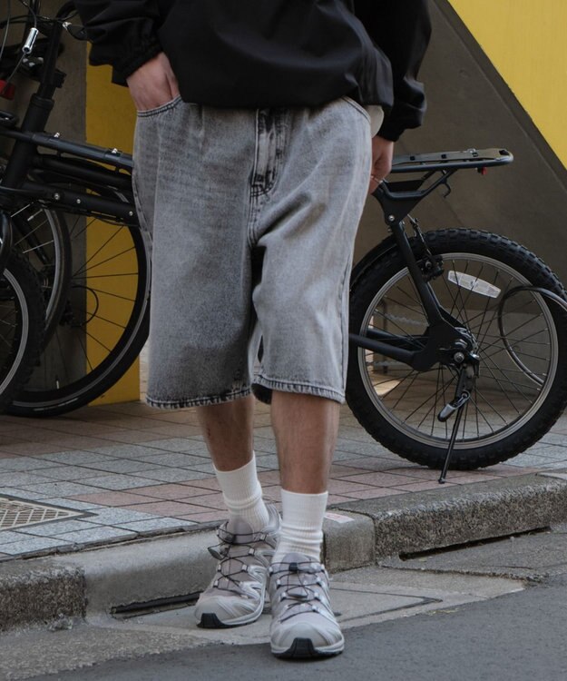 WEGO イージーバギーデニムショーツ グレー