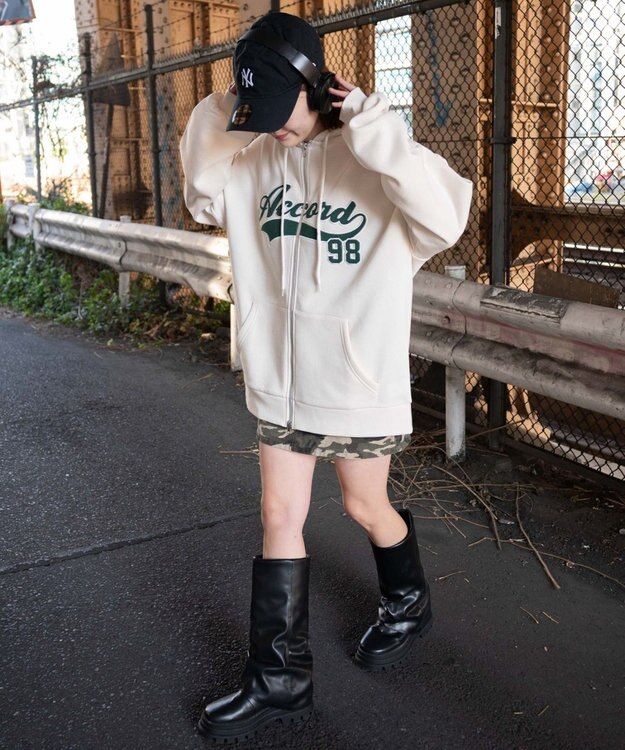 WEGO 裏起毛スタジアムロゴジップパーカー ホワイト