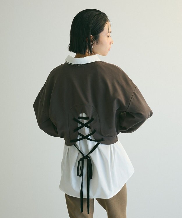 Green Parks ａ．バックレースアップスウェット Charcoal Gray