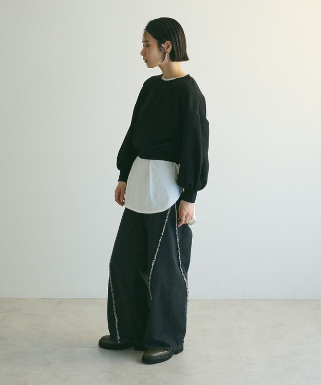 Green Parks ａ．バックレースアップスウェット Black