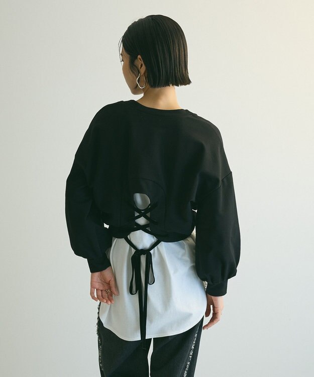 Green Parks ａ．バックレースアップスウェット Black