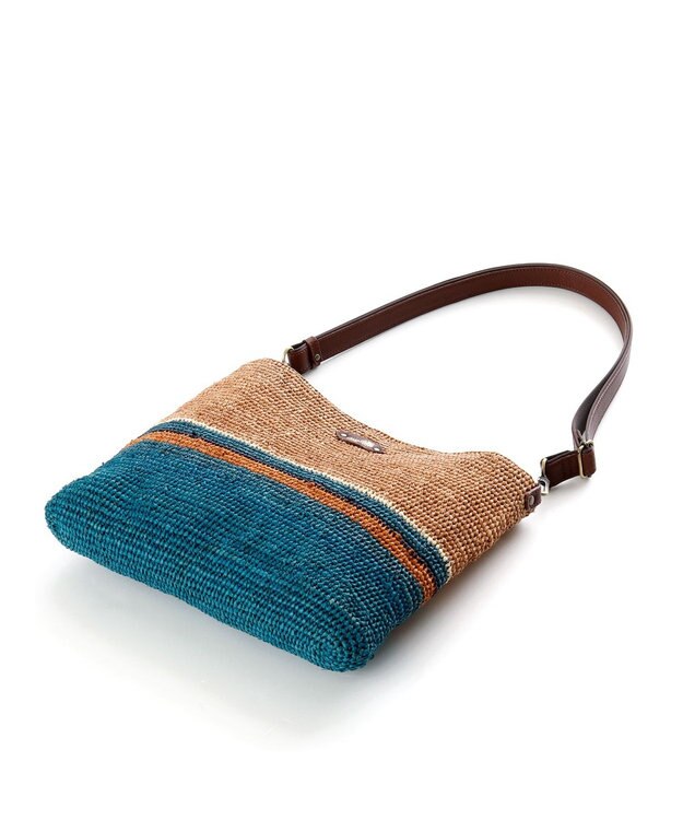 IBIZA ラフィア　ショルダーバッグ 青緑