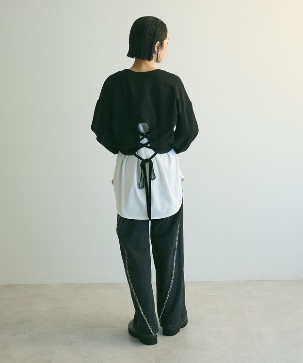 Green Parks ａ．バックレースアップスウェット Black