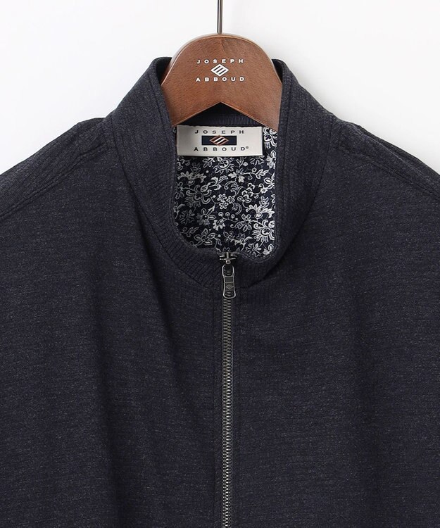 JOSEPH ABBOUD 【ジャージー/ストレッチ/軽量】トップメランジピケ スタンドジップアウター ネイビー系
