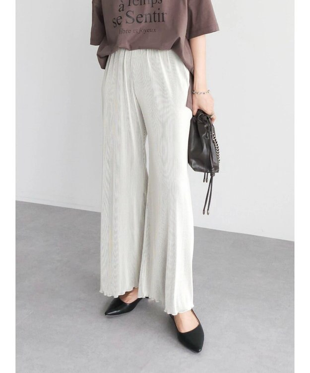 Green Parks プリーツ風カットパンツ Ivory