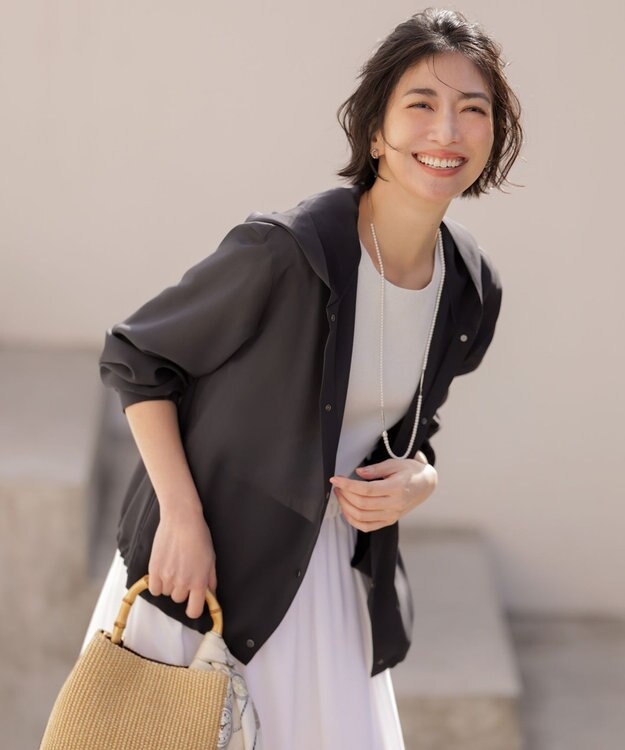 J.PRESS LADIES 【冷房対策に】RELAXION Sheer ボイル フーデッド ジャケット ネイビー系