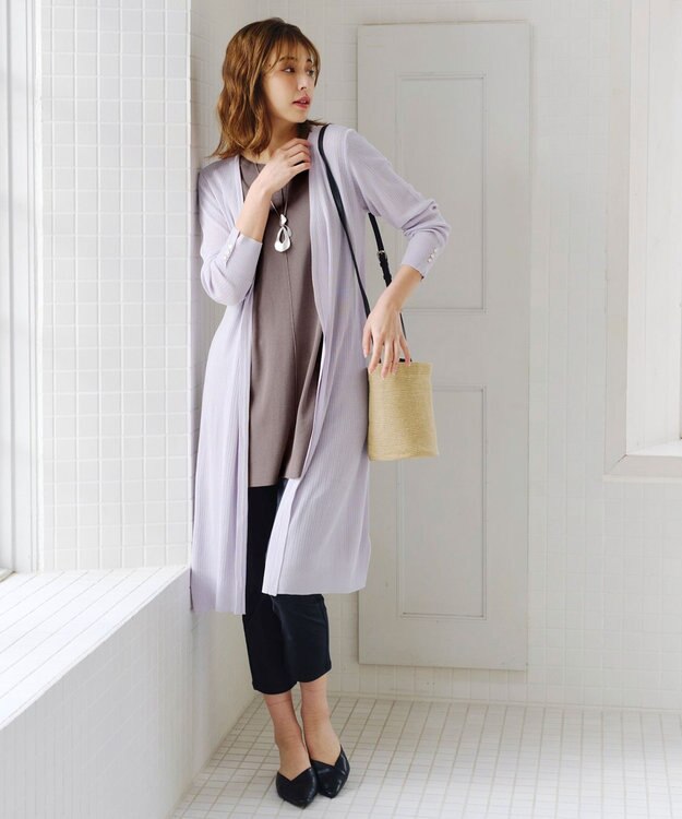 Tiaclasse 【洗える】フレンチスリーブニットチュニック モカ