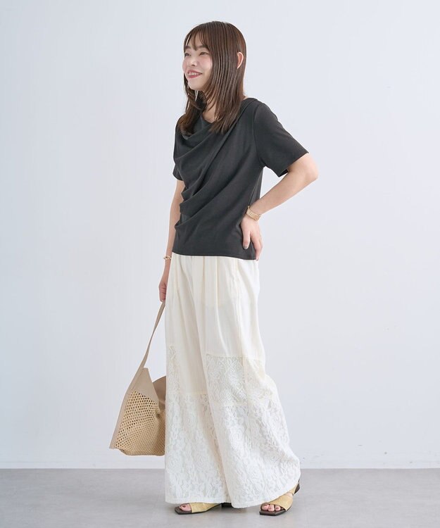 Green Parks ５分袖ドレーププルオーバー Black