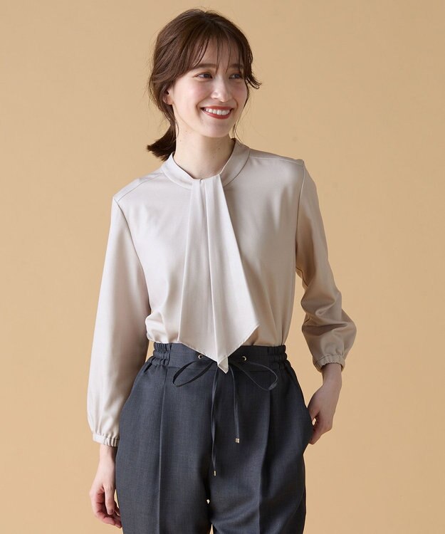 ANY 【洗濯機可能】プリントブラウス エクリュ