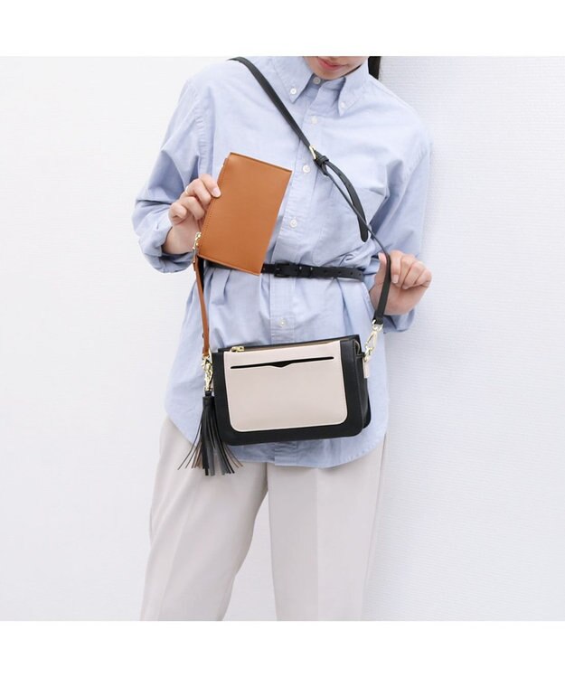 UNBILLION カシュカシュ cachecache / フロントポケットタッセルショルダー ベージュミックス