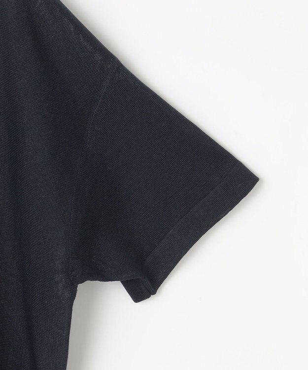 自由区 【アンサンブル対応・洗える】ドライシアーファインゲージクロップド丈 ニット ネイビー