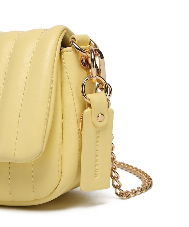 style code 【MERCURYDUO/マーキュリーデュオ】ストライプキルティング　フラップショルダーバッグ イエロー