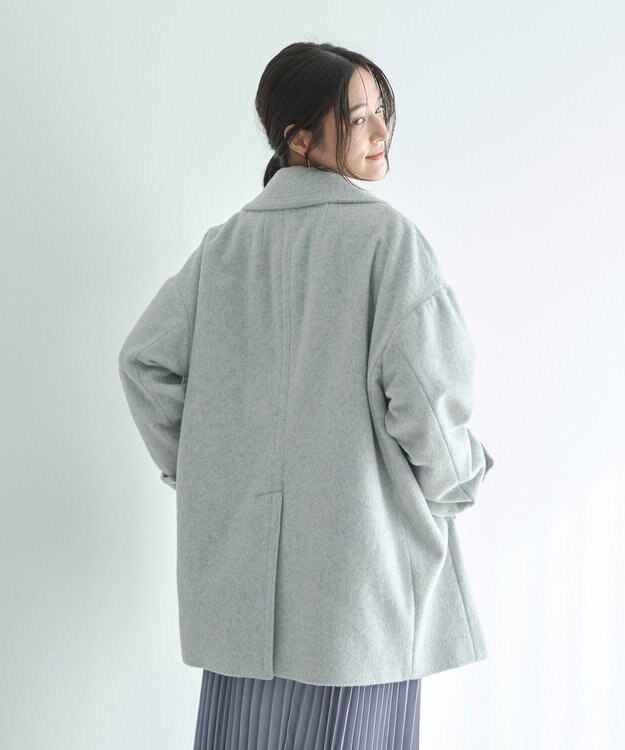 YECCA VECCA ウール混ミドル丈スタンドカラーコート Light Gray
