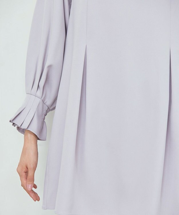 Tiaclasse 【洗える】プリーツパフ袖チュニックブラウス グレー