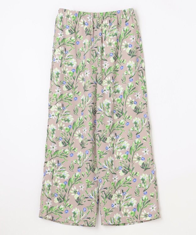 ANY L 【ウエストゴム/洗濯機可能】フラワープリントリラックスパンツ ベージュベース