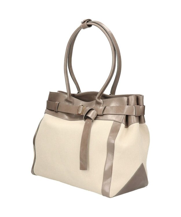 INTER-CHAUSSURES 【CHRISTIAN VILLA】レザーハンドルキャンバストート グレーコンビ