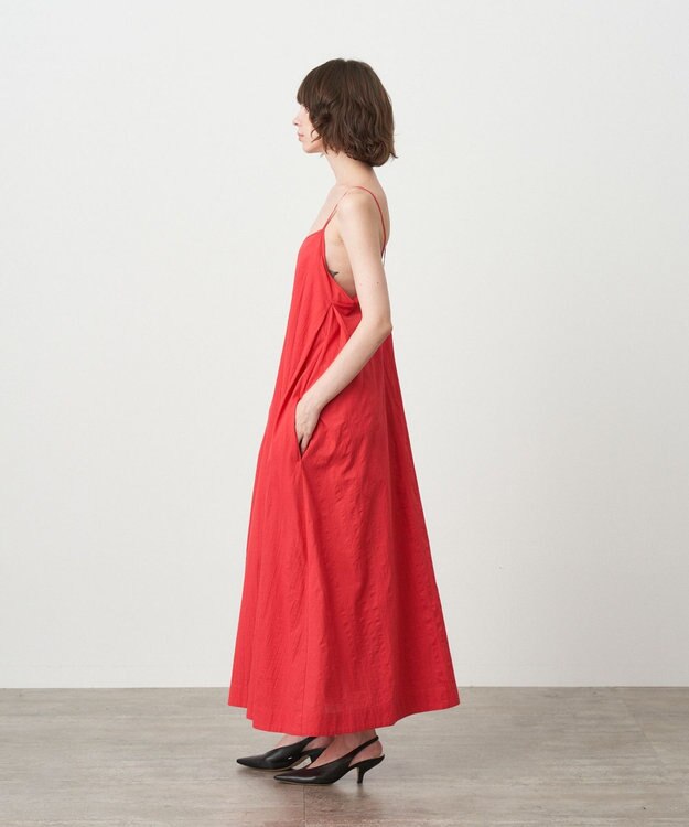 ATON WRINKLES COTTON | キャミドレス RED