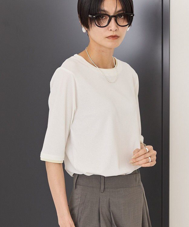 AMERICAN HOLIC シアーリブ配色プルオーバー Off White