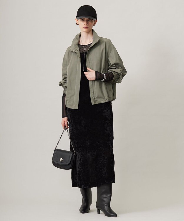 ICB L 【洗える】 シアーベルベット キャミソールワンピース ブラック系