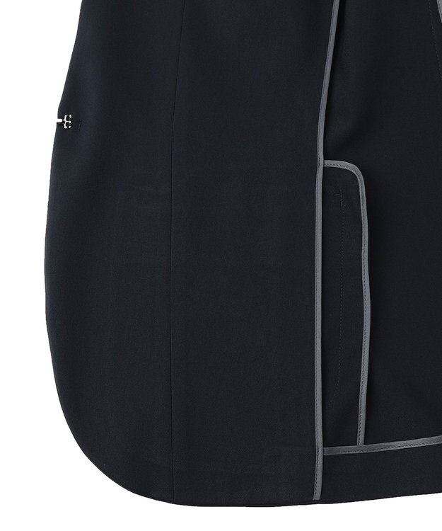 ICB 【洗える】 37.5TRストレッチ ノーカラージャケット ネイビー系