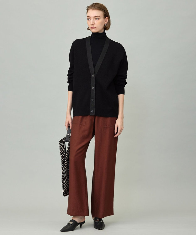 ICB 【洗える】 パウダリーチュール ハイネックトップス ブラック系