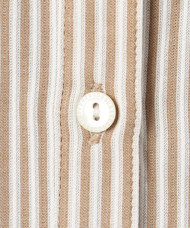 J.PRESS LADIES ストライプジャガード バンドカラー カットソー キャメルストライプ系