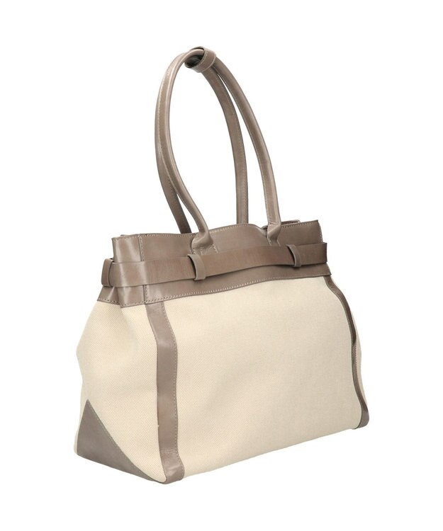 INTER-CHAUSSURES 【CHRISTIAN VILLA】レザーハンドルキャンバストート グレーコンビ