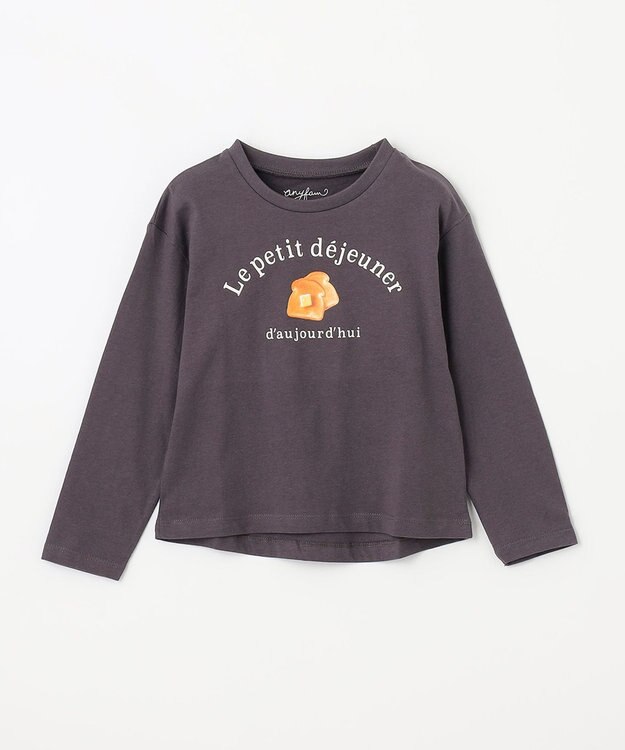 ANY KIDS アートモチーフ 長袖 Tシャツ チャコール×パン