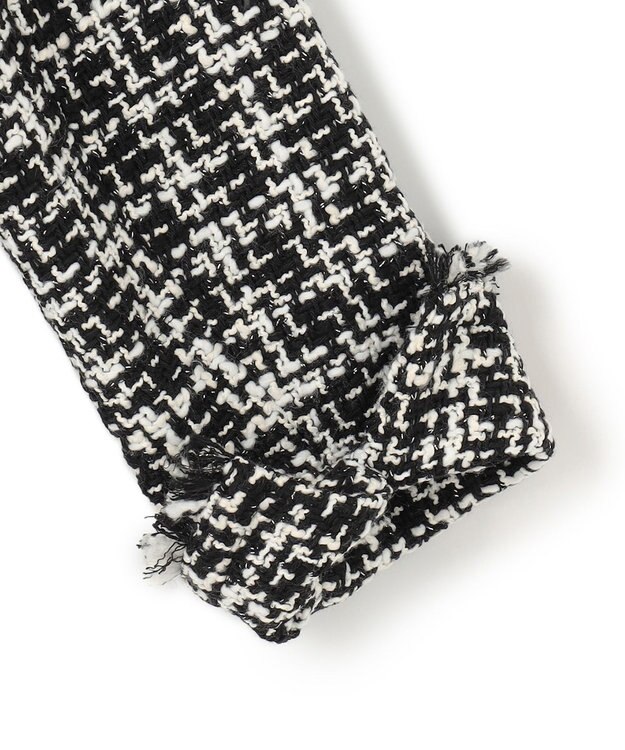 ICB 【CLASSY.1月号掲載】ルレックスツイード ノーカラージャケット ブラック×オフホワイト系