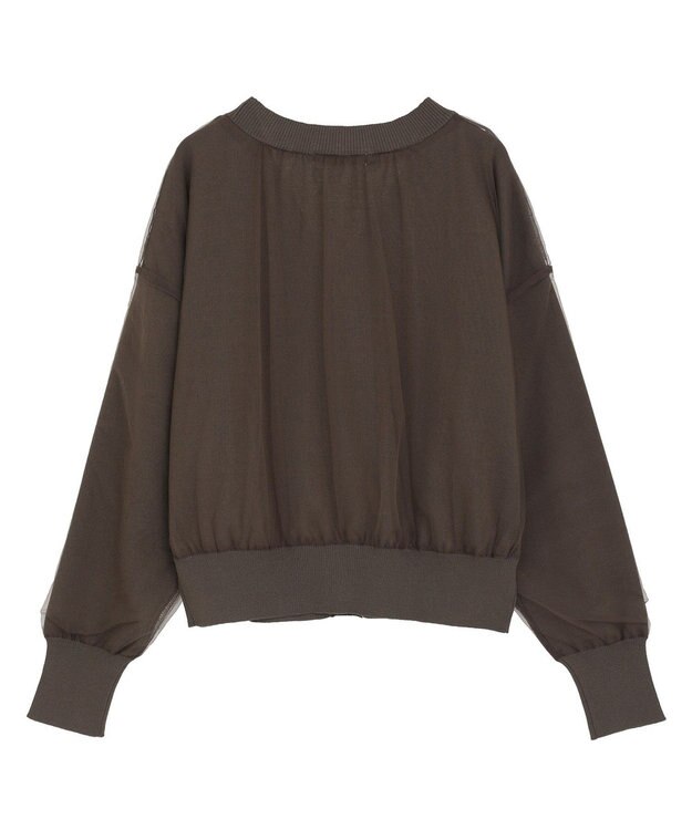 Green Parks チュールドッキングＶネックニットカーディガン Brown