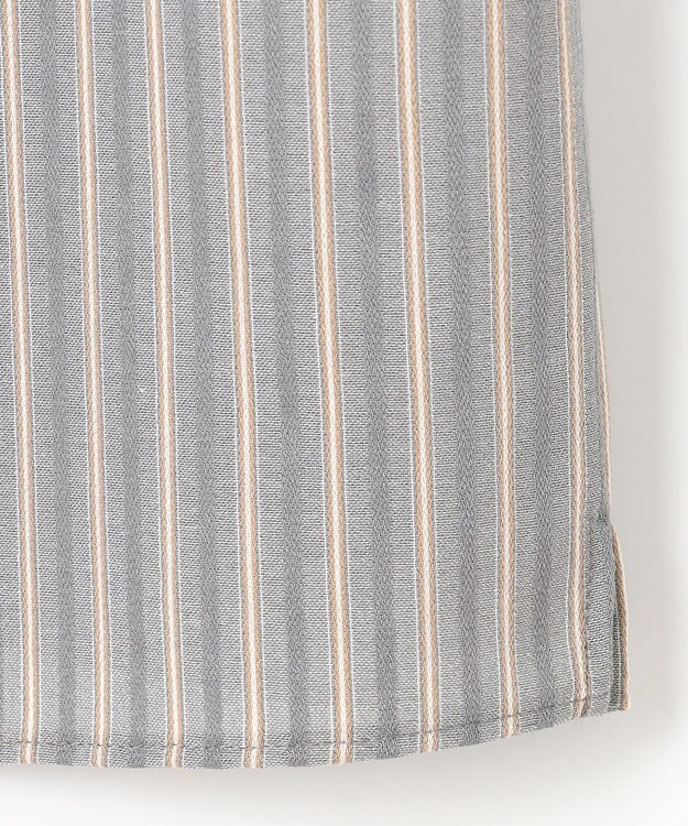 J.PRESS LADIES L TW ストライプ＆チェック カットソー ライトグレー系1