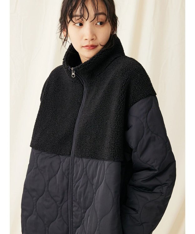 CRAFT STANDARD BOUTIQUE ボア＆キルティングスタンドコート Dark Navy