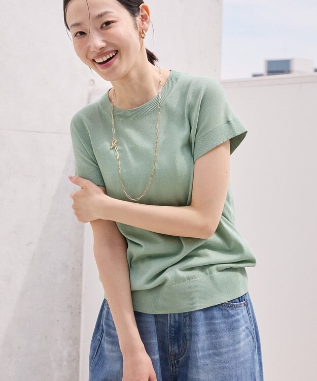 AMERICAN HOLIC 【接触冷感】フレンチスリーブニットプルオーバー Mint