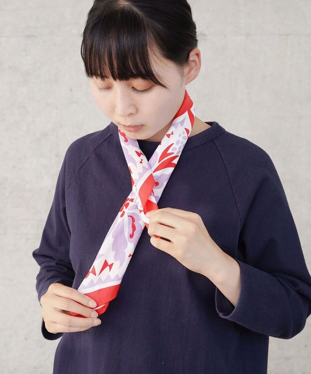 nitorito 【UNISEX】ギフトパッケージ&ステッカー付 白鳥のワルツ_red ハンカチ スカーフ red x lilac