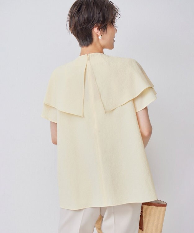 組曲 L サッカーストレッチ 襟付きブラウス シェルイエロー系