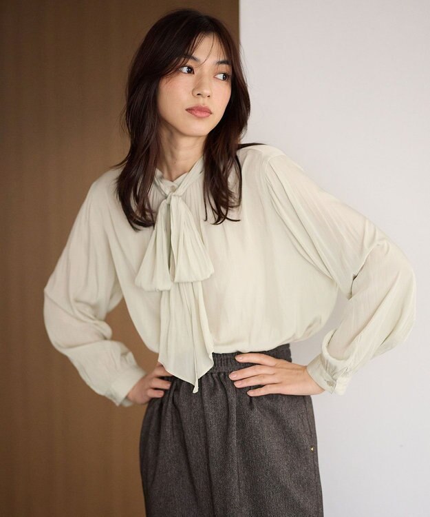 ANY 【洗濯機可】２ＷＡＹボウタイブラウス エクリュ