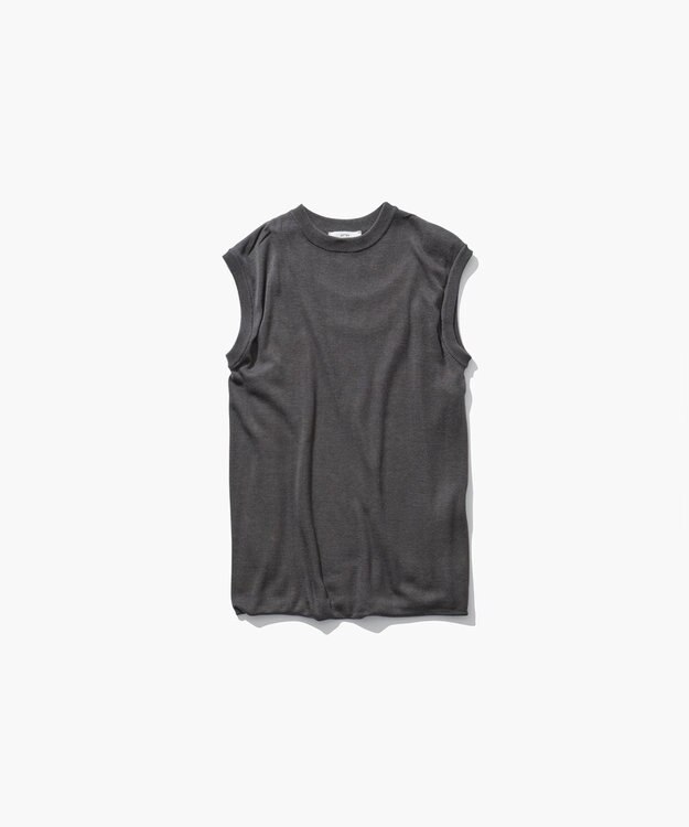 ATON SILK BLENDED CIRCULAR RIB | フィットレイヤードタンクトップ CHARCOAL GRAY