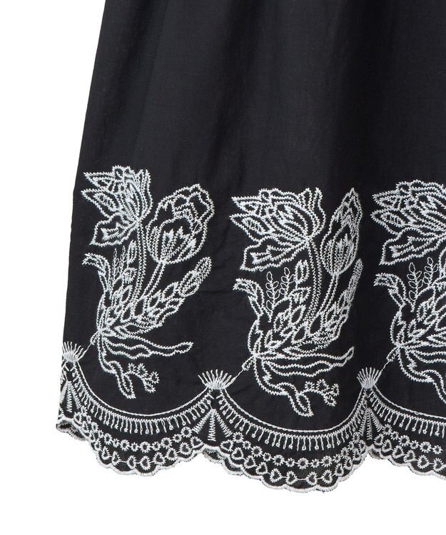 Green Parks ■ＥＳＣＡＲ　バイカラー刺繍ティアードスカート Black