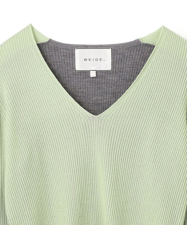 BEIGE， LA MONNAIE / Vネックニット Sage×M.Gray