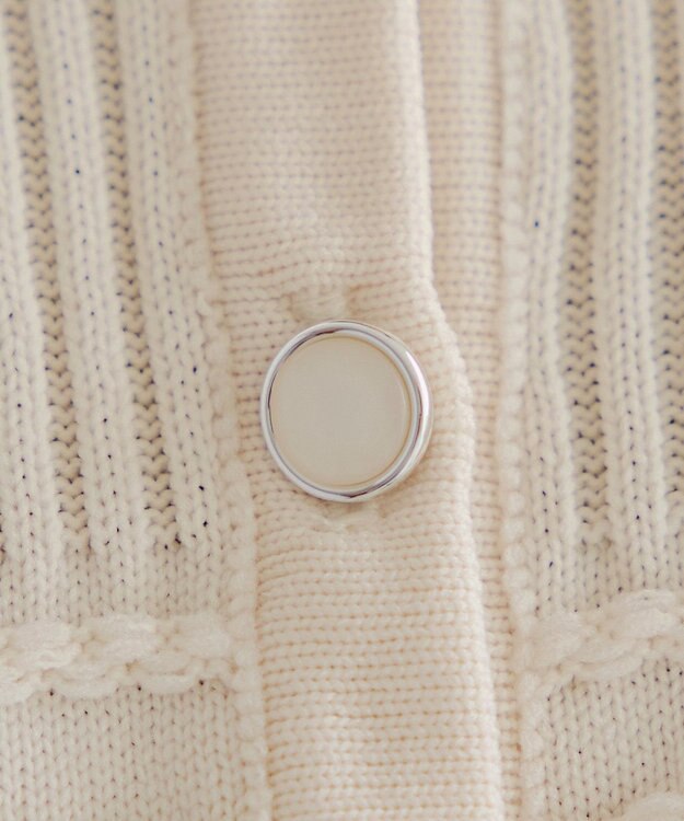 Tiaclasse 【洗える】ボーダー編みニットカーディガン アイボリー