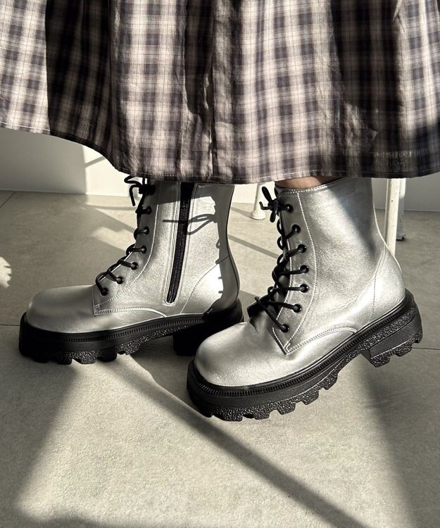 WEGO レースアップショートブーツ シルバー