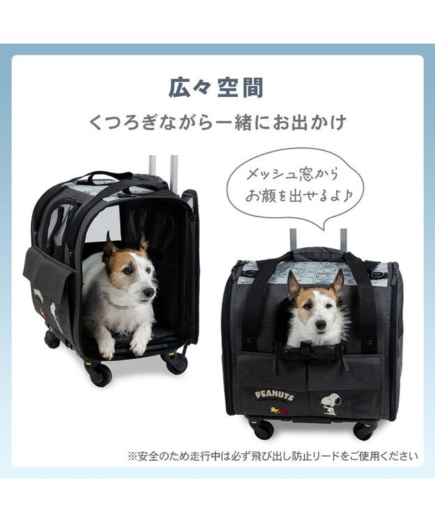 PET PARADISE スヌーピー キャスター付き折り畳みキャリー 小型犬 チャコールグレー