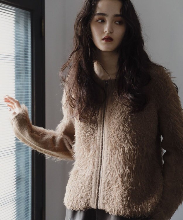 Green Parks ■ＥＳＣＡＲ　シャギーニットジャケット Brown