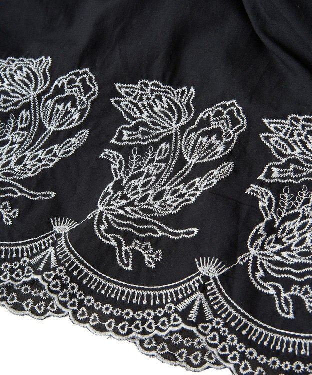 Green Parks ■ＥＳＣＡＲ　バイカラー刺繍ティアードスカート Black