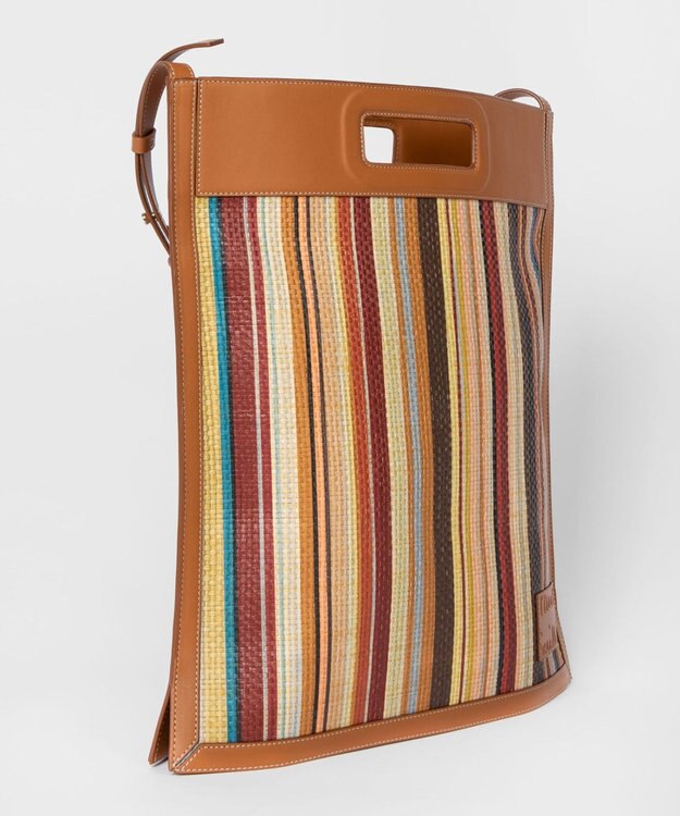 Paul Smith シグネチャーストライプラフィア ハンドバッグ マルチカラー