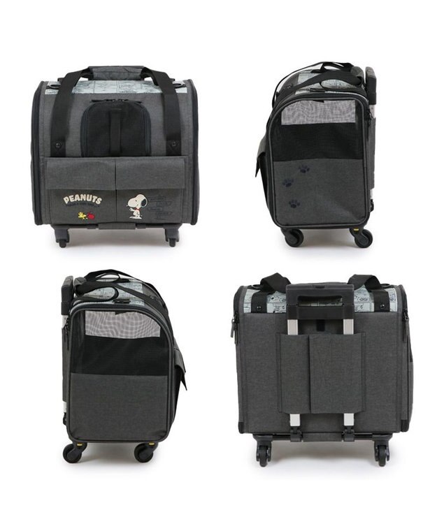 PET PARADISE スヌーピー キャスター付き折り畳みキャリー 小型犬 チャコールグレー