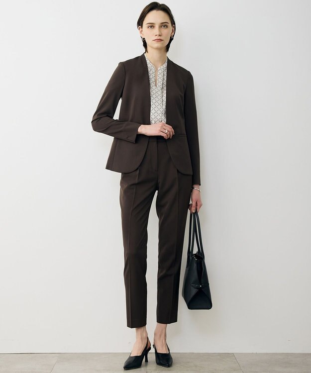 ICB L Fied ノーカラージャケット ブラウン系